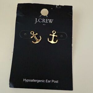 J.Crew Gold Anchor Stud Earrings